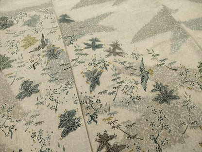 平和屋着物●訪問着 紬地 飛鶴風景文 正絹 逸品 AAAY4742ck
