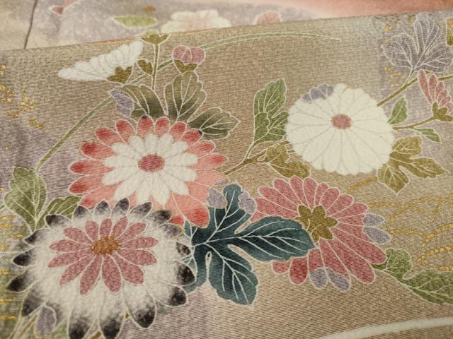 平和屋着物●訪問着 流水枝花文 暈し染め 金彩 正絹 逸品 AAAY4747ck