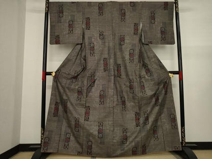 平和屋着物●本場大島紬 カタス9マルキ 短冊花文 正絹 逸品 AAAY4748ck