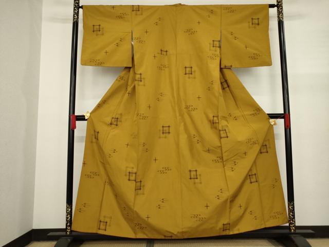 平和屋着物●上質な紬　琉球絣文様　正絹　逸品　AAAY4750ck