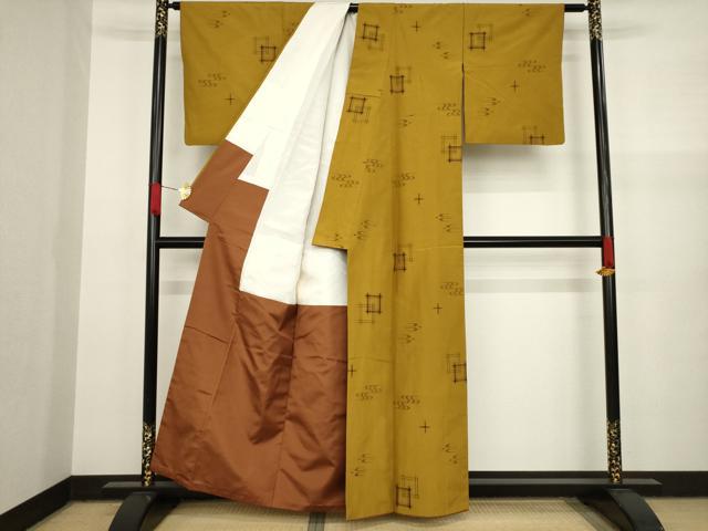 平和屋着物●上質な紬　琉球絣文様　正絹　逸品　AAAY4750ck