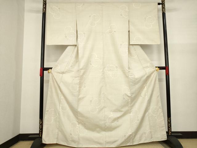 平和屋着物●本場大島紬　白大島　カタス7マルキ　光琳椿　正絹　逸品　AAAY4751ck