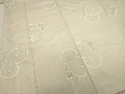 平和屋着物●本場大島紬　白大島　カタス7マルキ　光琳椿　正絹　逸品　AAAY4751ck