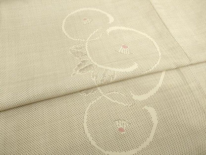平和屋着物●本場大島紬　白大島　カタス7マルキ　光琳椿　正絹　逸品　AAAY4751ck