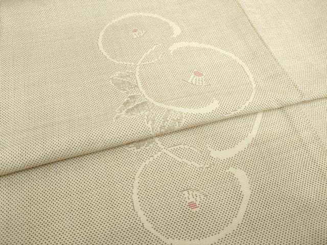 平和屋着物●本場大島紬　白大島　カタス7マルキ　光琳椿　正絹　逸品　AAAY4751ck