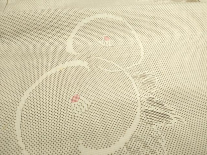 平和屋着物●本場大島紬　白大島　カタス7マルキ　光琳椿　正絹　逸品　AAAY4751ck
