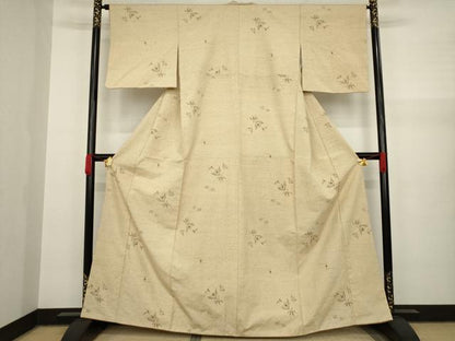 平和屋着物●ぜんまい紬　流水花文　正絹　逸品　AAAY4764ck