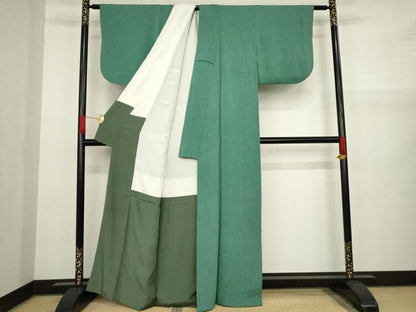 平和屋着物●江戸小紋 彫士：住田双光・染士：服部光擴 鮫小紋柄 鬼しぼ縮緬 正絹 逸品 AAAY4771ck