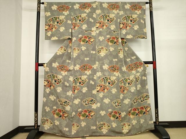 平和屋着物●上質な小紋 辻が花 地紙花文 正絹 逸品 AAAY4777ck