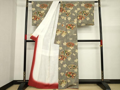 平和屋着物●上質な小紋 辻が花 地紙花文 正絹 逸品 AAAY4777ck