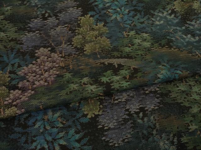 平和屋着物●本場大島紬　カタス9マルキ　樹林文　黒地　正絹　逸品　AAAY4778ck
