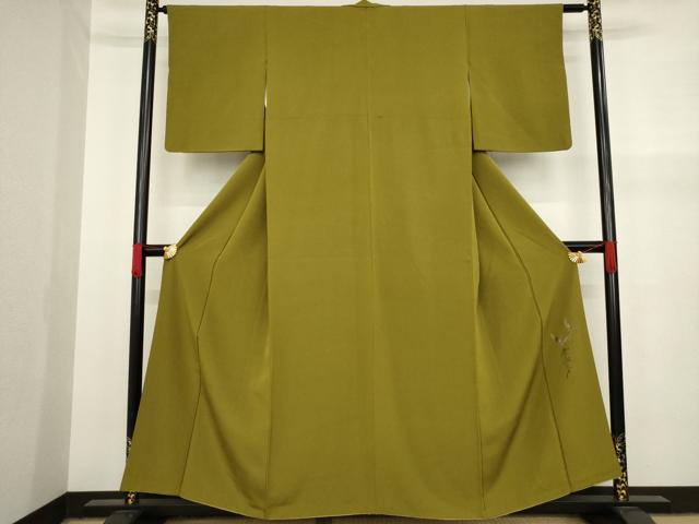 平和屋着物●染色作家　斉藤三才　色無地　梅幸茶色　正絹　逸品　AAAY4781ck