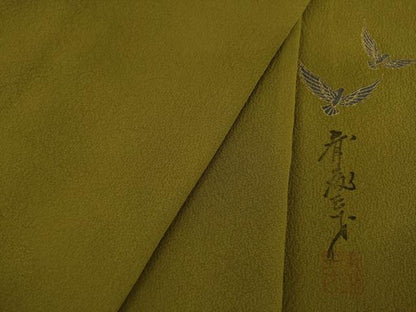 平和屋着物●染色作家　斉藤三才　色無地　梅幸茶色　正絹　逸品　AAAY4781ck