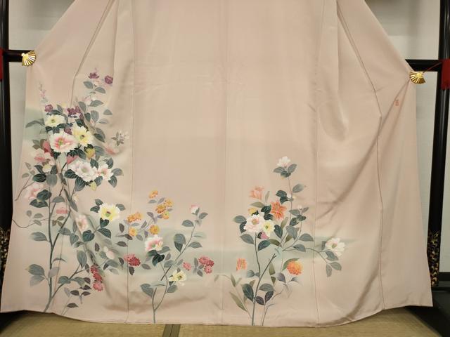 平和屋着物●訪問着　友禅　作家物　枝花文　暈し染め　正絹　逸品　AAAY4788ck