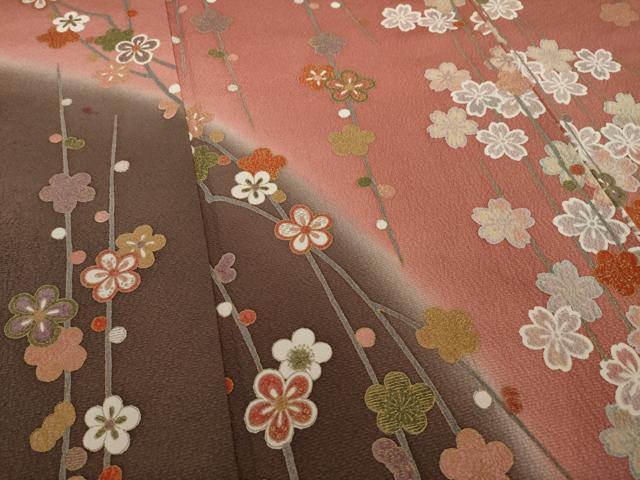 平和屋着物●訪問着 枝垂れ花文 暈し染め 金彩 正絹 逸品 AAAY4789ck