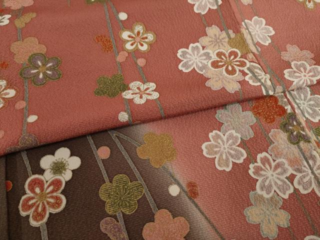 平和屋着物●訪問着 枝垂れ花文 暈し染め 金彩 正絹 逸品 AAAY4789ck