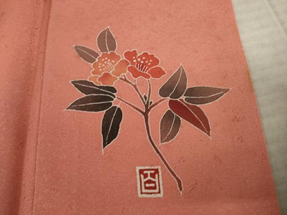 平和屋着物●京加賀友禅　百貫達雄監修　色無地　甚三紅色　正絹　逸品　AAAY4790ck