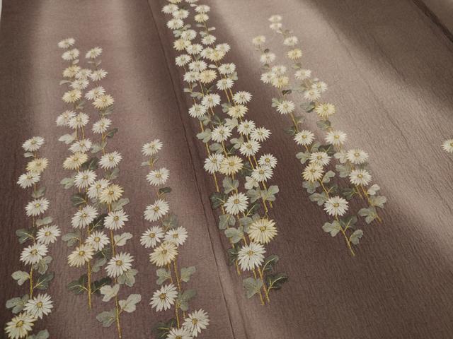 平和屋着物●訪問着 刺繍 流水花文 暈し染め 金糸 正絹 逸品 AAAY4792ck