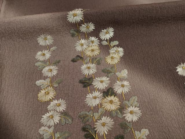 平和屋着物●訪問着 刺繍 流水花文 暈し染め 金糸 正絹 逸品 AAAY4792ck