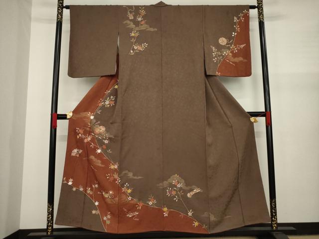 平和屋着物●訪問着 駒刺繍 楽器花文 金彩 正絹 逸品 AAAY4797ck