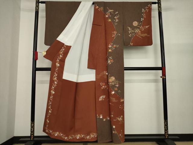 平和屋着物●訪問着 駒刺繍 楽器花文 金彩 正絹 逸品 AAAY4797ck
