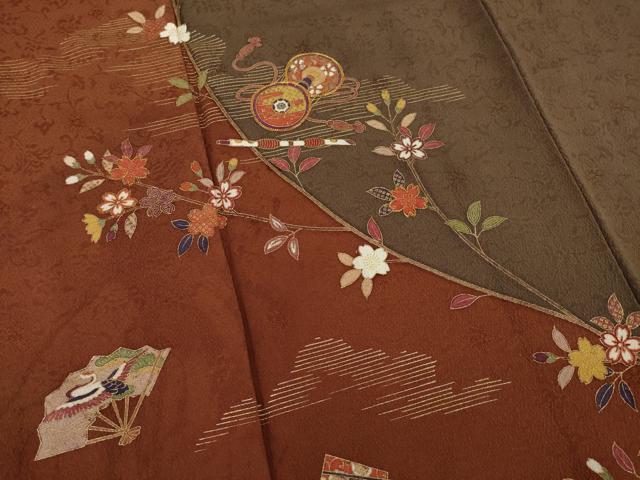 平和屋着物●訪問着 駒刺繍 楽器花文 金彩 正絹 逸品 AAAY4797ck