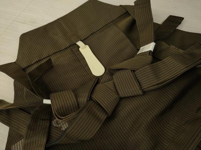 平和屋着物●男性　馬乗り袴　本場神代仙台平　縞　正絹　逸品　AAAY4800ck