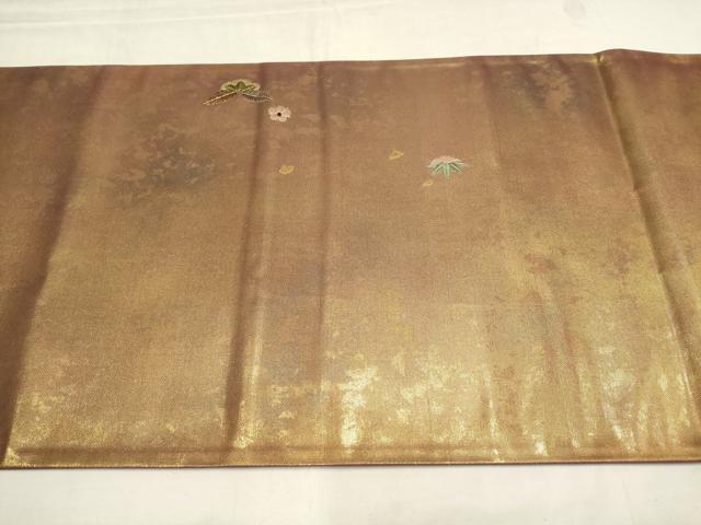 平和屋着物▼太鼓柄袋帯　鶴亀　松竹梅　金彩　引箔　正絹　逸品　AAAY4999wj