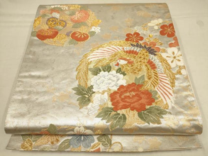 平和屋着物▼六通柄袋帯　唐織　光源　錦秀花丸文　金銀糸　正絹　逸品　AAAY5020wj
