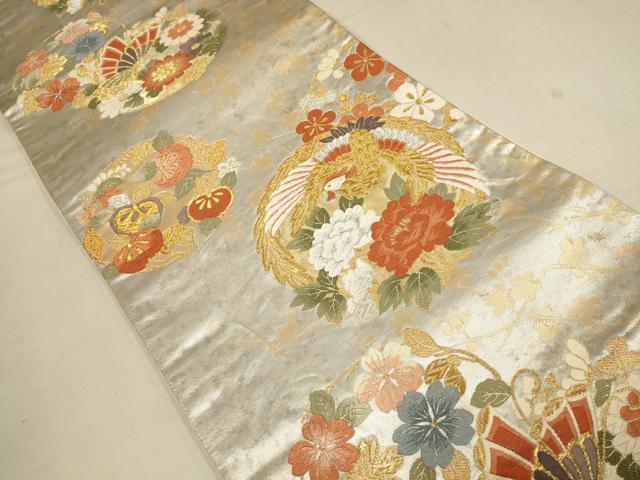 平和屋着物▼六通柄袋帯　唐織　光源　錦秀花丸文　金銀糸　正絹　逸品　AAAY5020wj