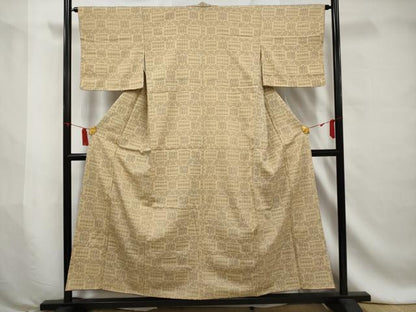 平和屋着物■上質なお召　幾何学文　正絹　逸品　AAAY5556gw