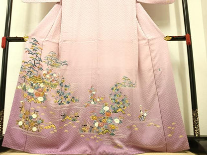 平和屋着物●訪問着 友禅 作家物 松竹梅風景文 暈し染め 正絹 逸品 AAAY5594ph