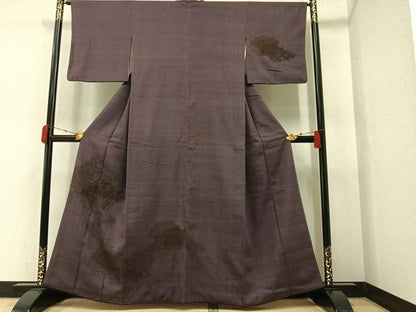 平和屋着物●訪問着 紬地 扇面花文 正絹 逸品 AAAY5600ph