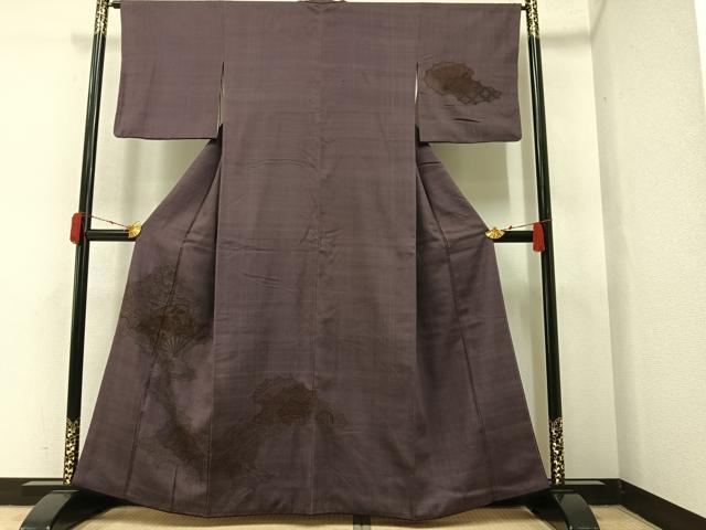 平和屋着物●訪問着 紬地 扇面花文 正絹 逸品 AAAY5600ph