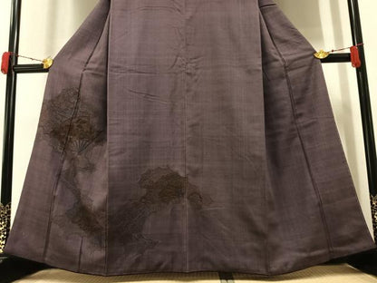 平和屋着物●訪問着 紬地 扇面花文 正絹 逸品 AAAY5600ph