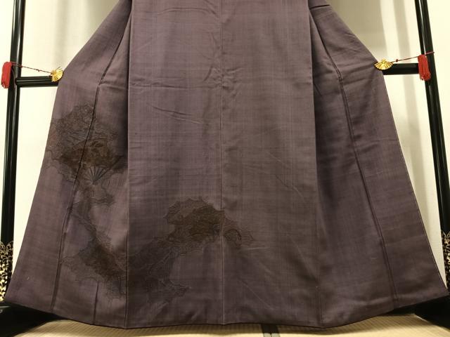 平和屋着物●訪問着 紬地 扇面花文 正絹 逸品 AAAY5600ph