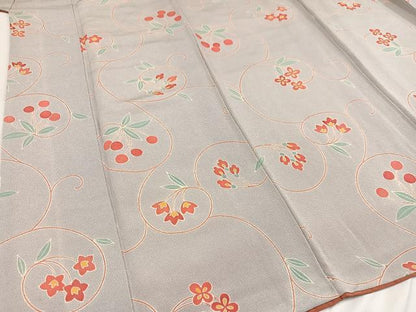 平和屋着物●上質な小紋 花唐草 鬼しぼ縮緬 正絹 逸品 AAAY5602ph