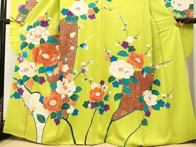 平和屋着物●豪華振袖　枝花文　金彩　正絹　逸品　AAAY5603ph