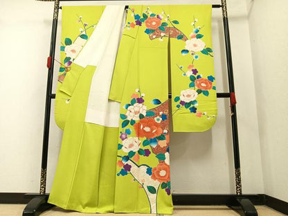 平和屋着物●豪華振袖　枝花文　金彩　正絹　逸品　AAAY5603ph
