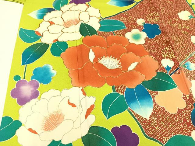 平和屋着物●豪華振袖　枝花文　金彩　正絹　逸品　AAAY5603ph