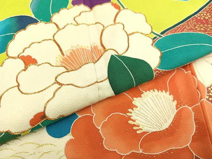 平和屋着物●豪華振袖　枝花文　金彩　正絹　逸品　AAAY5603ph