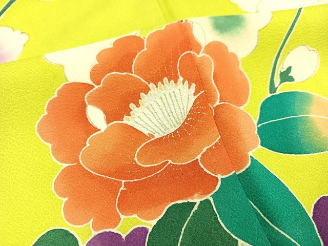平和屋着物●豪華振袖　枝花文　金彩　正絹　逸品　AAAY5603ph