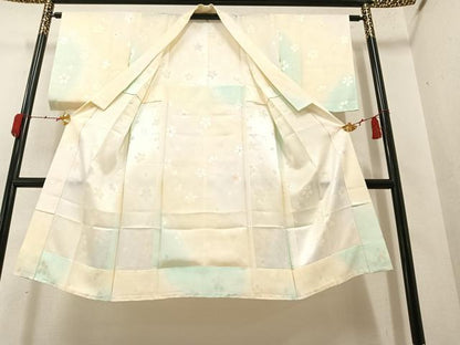 平和屋着物●長襦袢 無双仕立て 桜地紋 暈し染め 正絹 逸品 未使用 AAAY5609ph