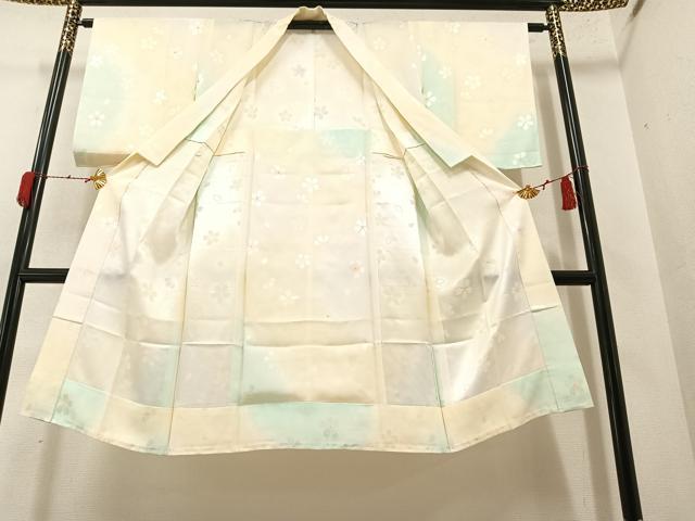 平和屋着物●長襦袢 無双仕立て 桜地紋 暈し染め 正絹 逸品 未使用 AAAY5609ph