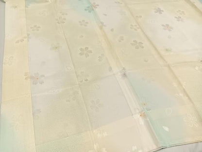 平和屋着物●長襦袢 無双仕立て 桜地紋 暈し染め 正絹 逸品 未使用 AAAY5609ph