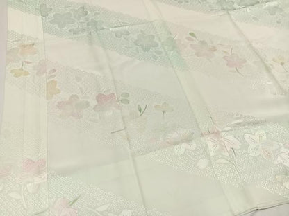 平和屋着物●長襦袢　無双仕立て　桜地紋　暈し染め　正絹　逸品　未使用　AABF6970ph