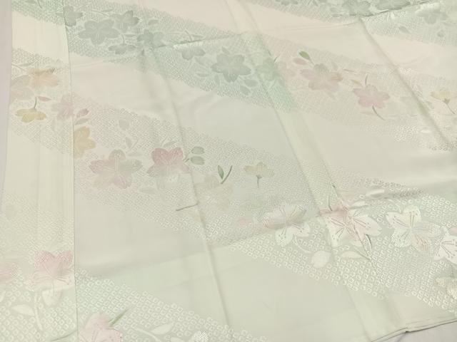 平和屋着物●長襦袢　無双仕立て　桜地紋　暈し染め　正絹　逸品　未使用　AABF6970ph