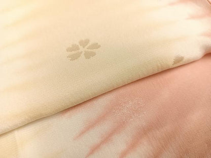 平和屋着物●長襦袢　無双仕立て　半衿刺繍　絞り　花地紋　暈し染め　正絹　逸品　未使用　AAAY5612ph