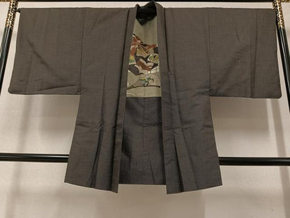 平和屋着物●男性 お召 アンサンブル 亀甲柄 正絹 逸品 AAAY5617ph