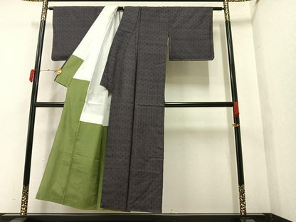 平和屋着物●上質な紬 アンサンブル 花尽くし 正絹 逸品 AAAY5634ph